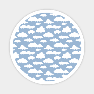 Sunny sky: White cartoon clouds in a repeating pattern Magnet